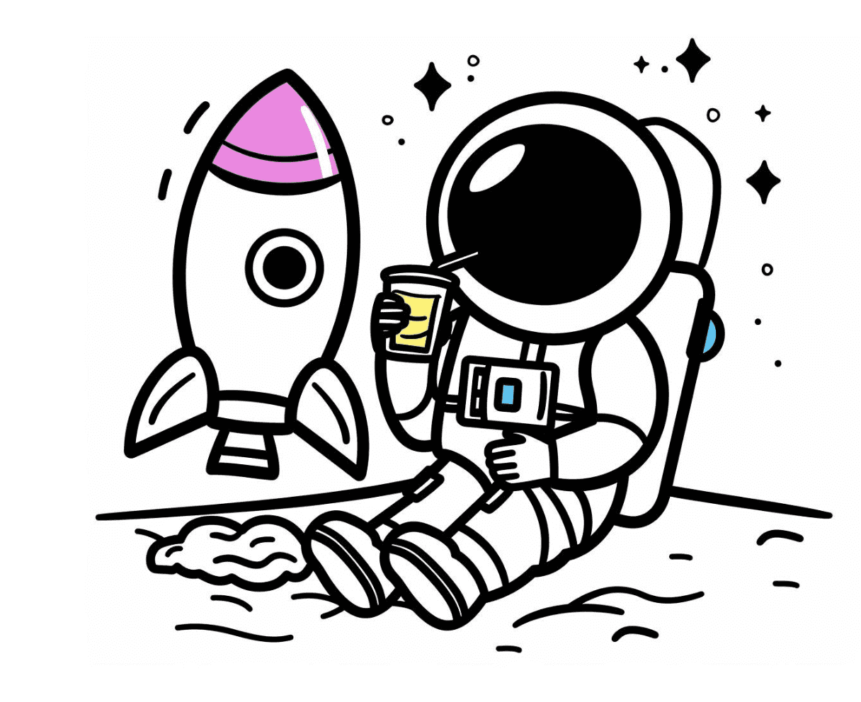 An astronaut sipping cocktail